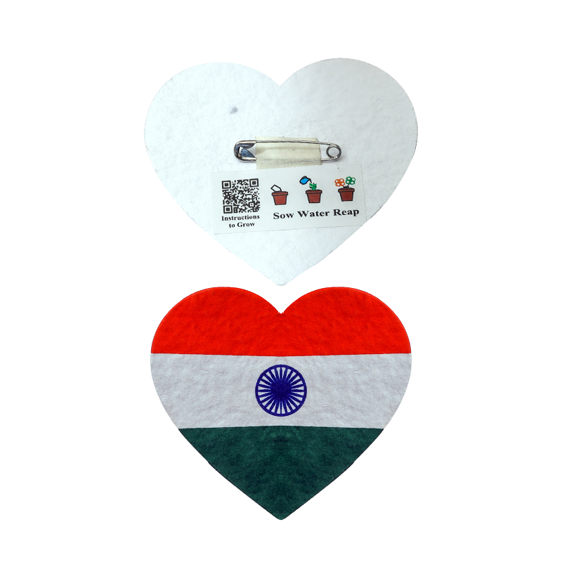 National Flag  Heart Shape Flag with Back PIN -50 Nos